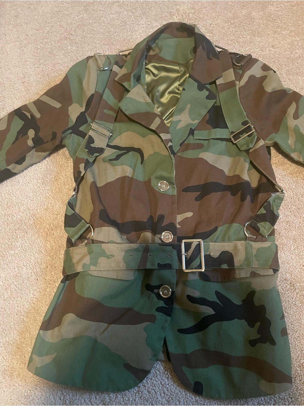 Camouflage Military-Style Belted Jacket